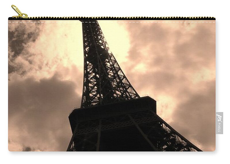 Paris Zip Pouch featuring the photograph Tower and The Sky by Cleaster Cotton