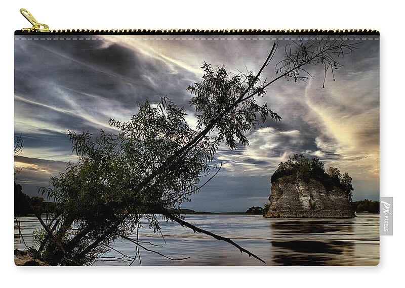 2010 Zip Pouch featuring the photograph Tower Rock in the Mississippi River by Robert Charity