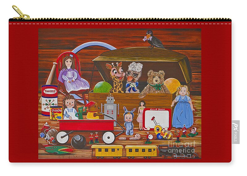 Toys Zip Pouch featuring the painting Toys in the Attic by Jennifer Lake