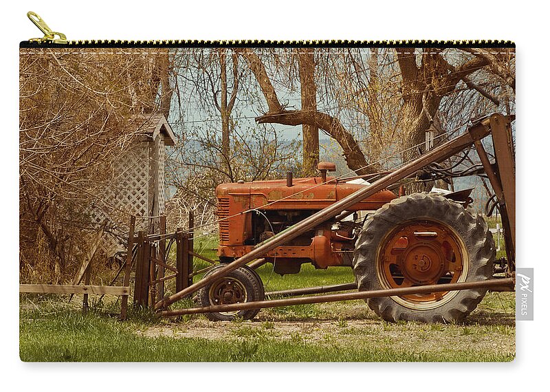 Tractor Zip Pouch featuring the photograph Tractor on US 285 by Bryant Coffey