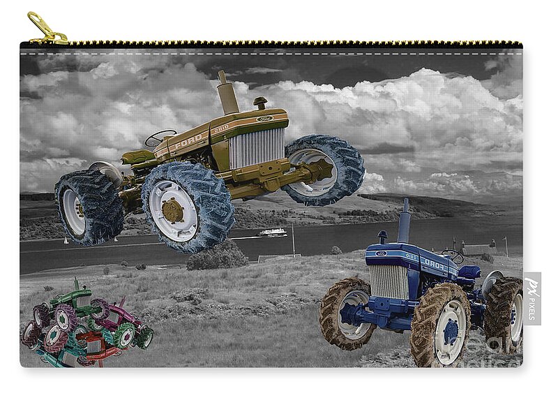 Tractor Zip Pouch featuring the photograph Tractor Wars by Rob Hawkins