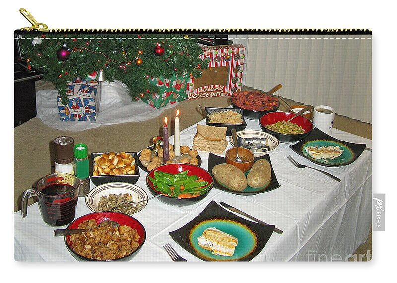 Traditional Lithuanian Christmas Eve Dinner With American Twist Carry All Pouch For Sale By Ausra Huntington Nee Paulauskaite