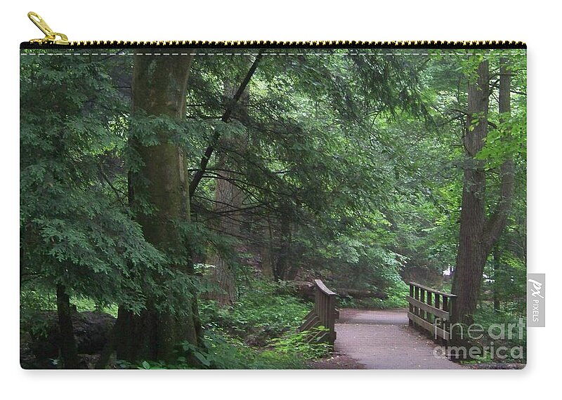 Ash Cave Zip Pouch featuring the photograph Trail to Ash Cave by Charles Robinson