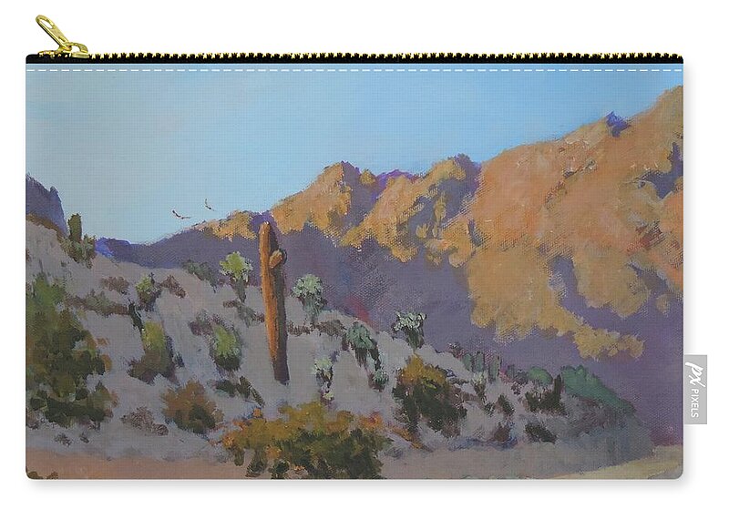 Trail To Telegraph Pass Zip Pouch featuring the painting Trail to Telegraph Pass - Art by Bill Tomsa by Bill Tomsa