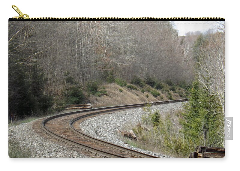 Train Zip Pouch featuring the photograph Train it coming around the Bend by Brenda Brown