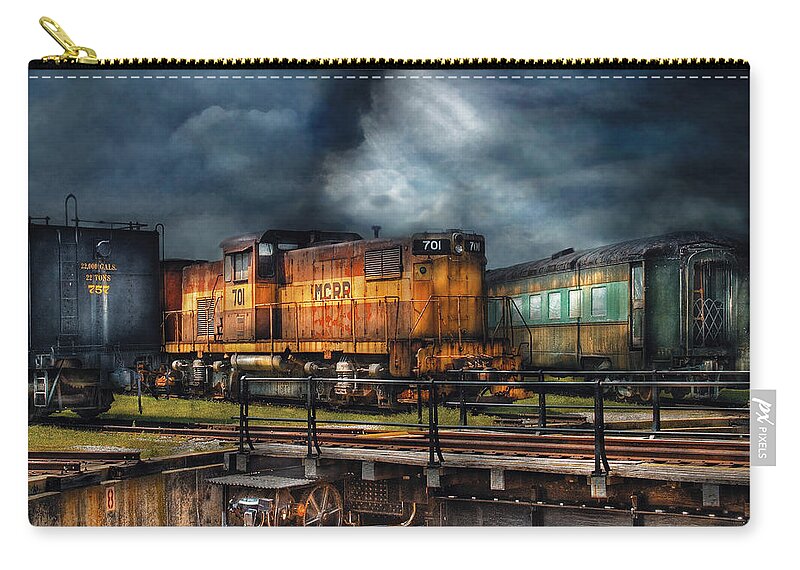 Savad Zip Pouch featuring the photograph Train - Let's go for a spin by Mike Savad