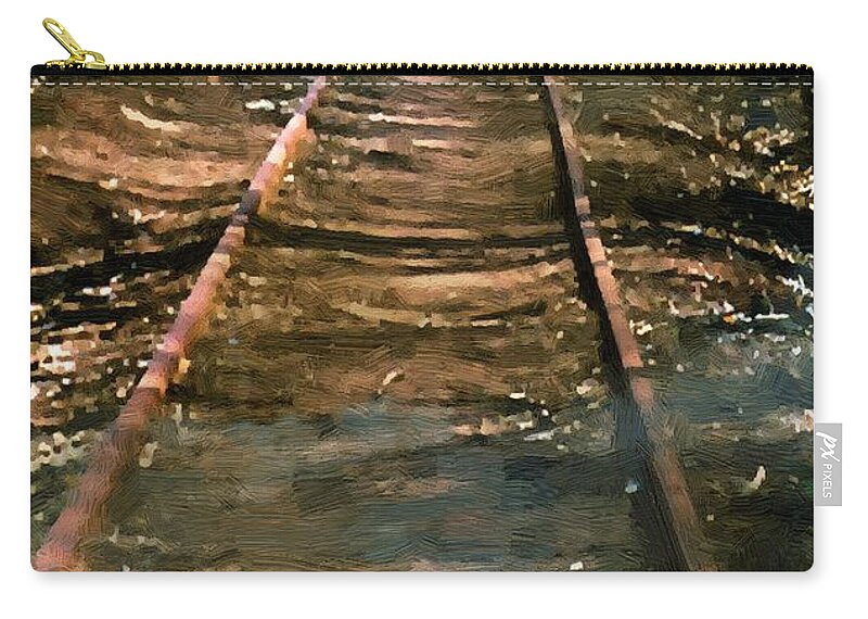 Tracks Zip Pouch featuring the painting Train Track to Hell by RC DeWinter