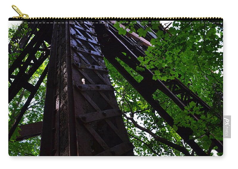 Railroad Zip Pouch featuring the photograph Train Trestle in the Woods by Michelle Calkins