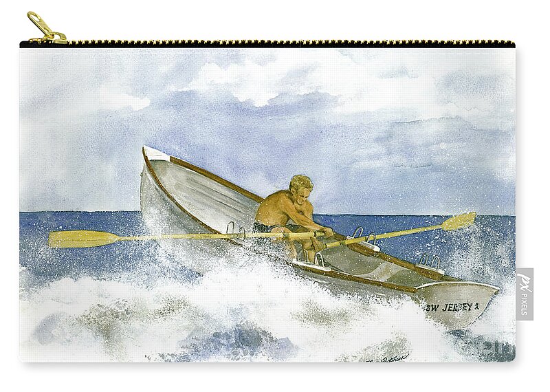 Lifeguard Boat Zip Pouch featuring the painting Training by Nancy Patterson