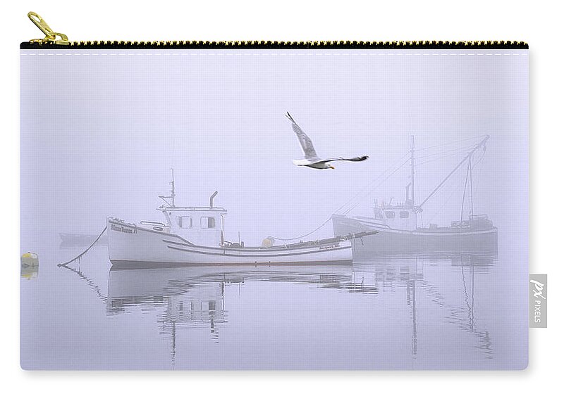 Tranquil Fog Zip Pouch featuring the photograph Tranquil Morning Fog by Marty Saccone