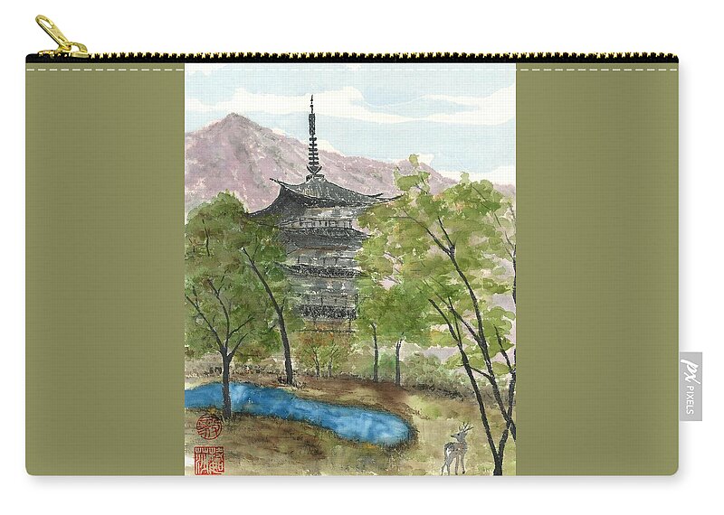 Chinese Zip Pouch featuring the painting Tranquility by Terri Harris