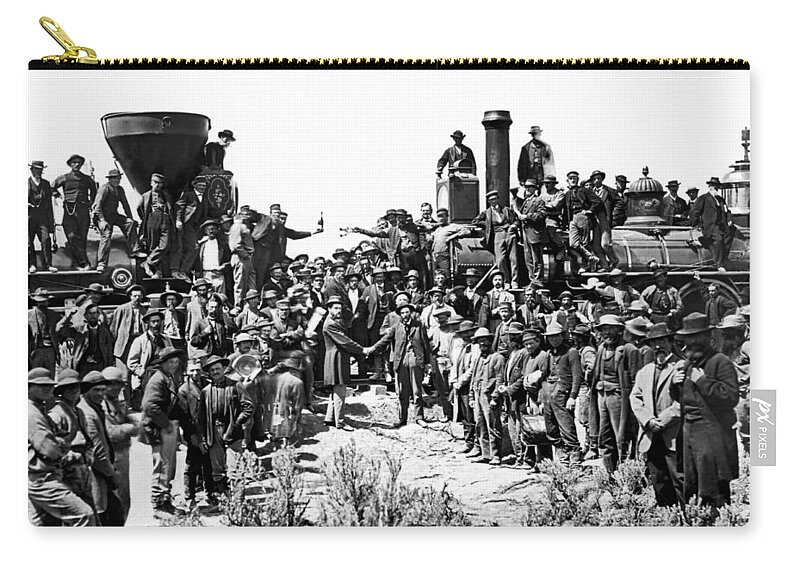 1800s Zip Pouch featuring the photograph Transcontinental Railroad by Underwood Archives