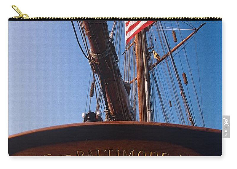Tall Ship Zip Pouch featuring the photograph Transomm Of the Pride of Baltimore II by John Harmon