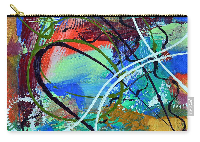 Bold Abstract Zip Pouch featuring the mixed media Traveling With The Gypsies by Donna Blackhall