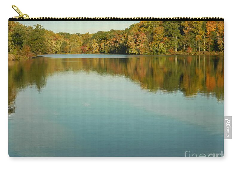 Buddy Attick Lake Park Zip Pouch featuring the photograph Tree Reflections by Emmy Vickers