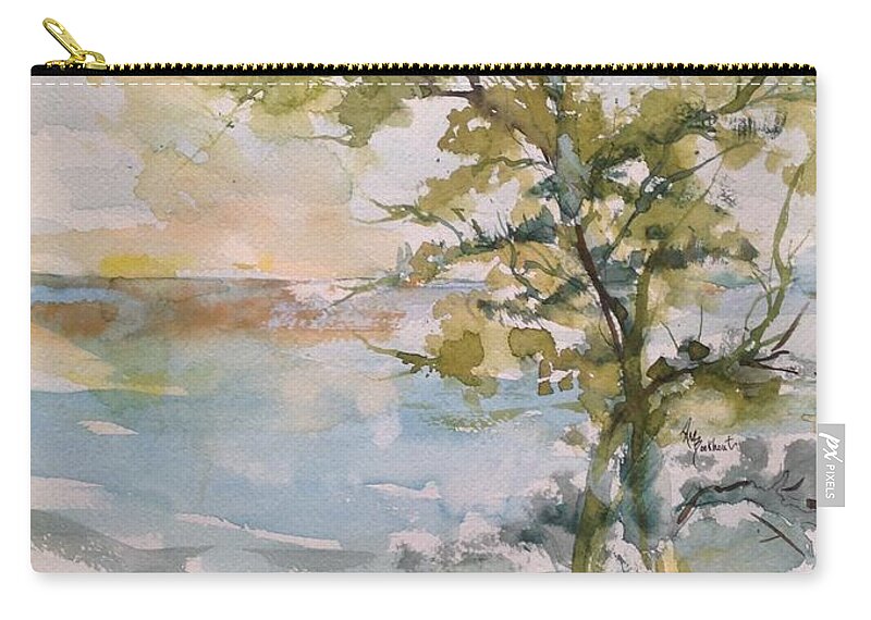 Trees Zip Pouch featuring the painting Tree Study by Robin Miller-Bookhout