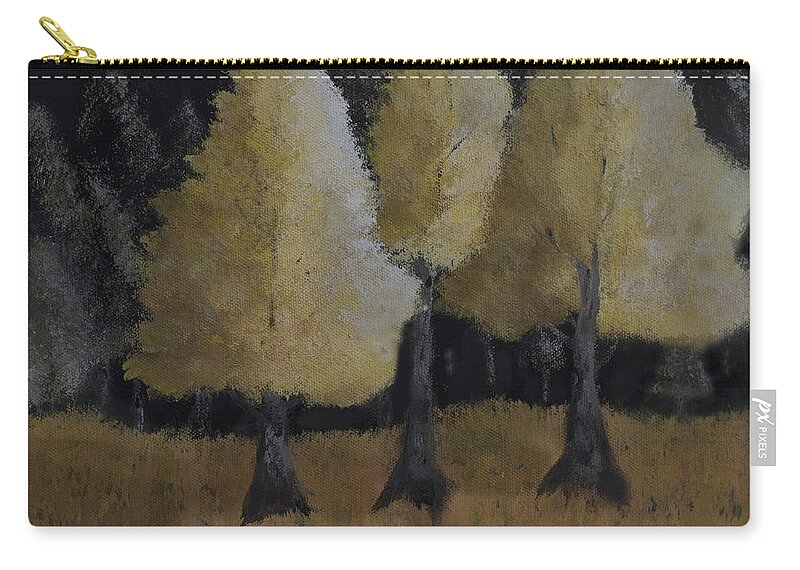 Trees Zip Pouch featuring the painting Tree Trio by Dick Bourgault