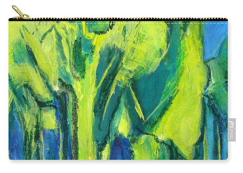 Spring Yellow And Green Zip Pouch featuring the painting Trees by Betty Pieper