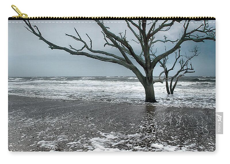 Ocean Zip Pouch featuring the photograph Trees In Surf by Steven Ainsworth