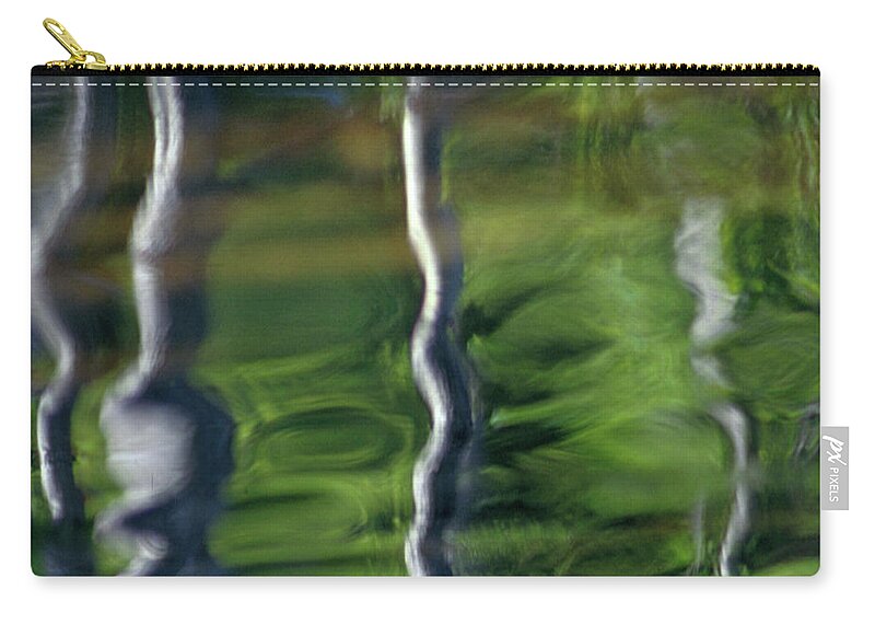 Nature Zip Pouch featuring the photograph Trees reflections on the river by Heiko Koehrer-Wagner
