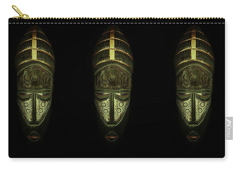 Tribal Zip Pouch featuring the photograph Tribal Masks by David Dehner