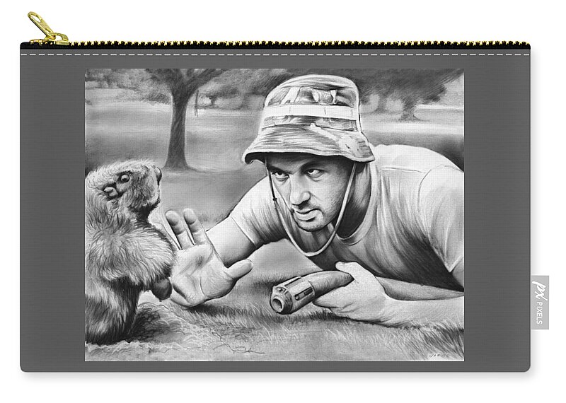 Caddyshack Zip Pouch featuring the drawing Tribute to Caddyshack by Greg Joens