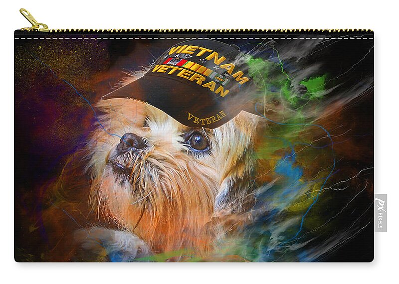 Veteran Zip Pouch featuring the digital art Tribute to Canine Veterans by Kathy Tarochione