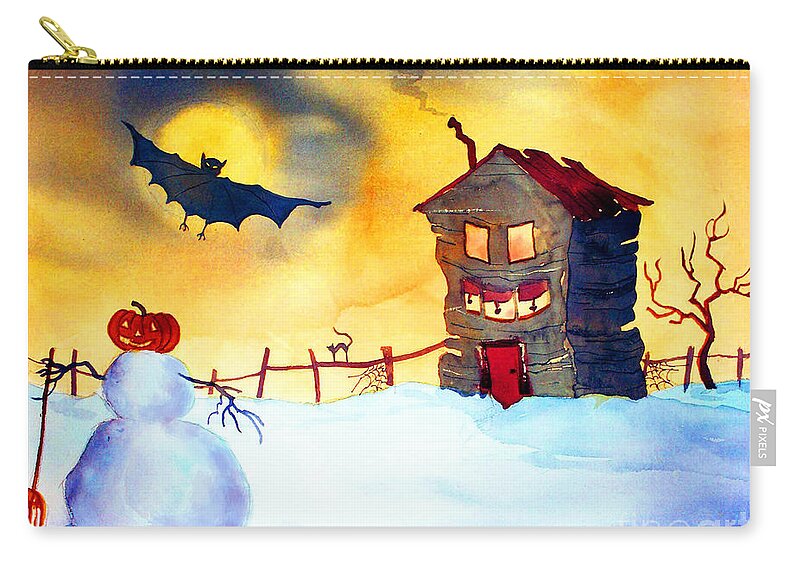 Trick Or Treat Zip Pouch featuring the painting Trick or Treat by Teresa Ascone