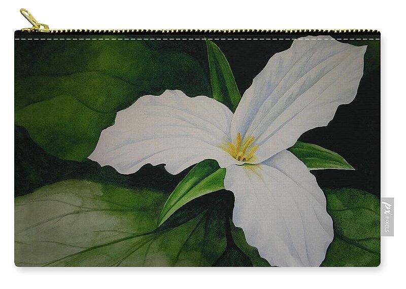 Flower Zip Pouch featuring the painting Trillium by Charles Owens