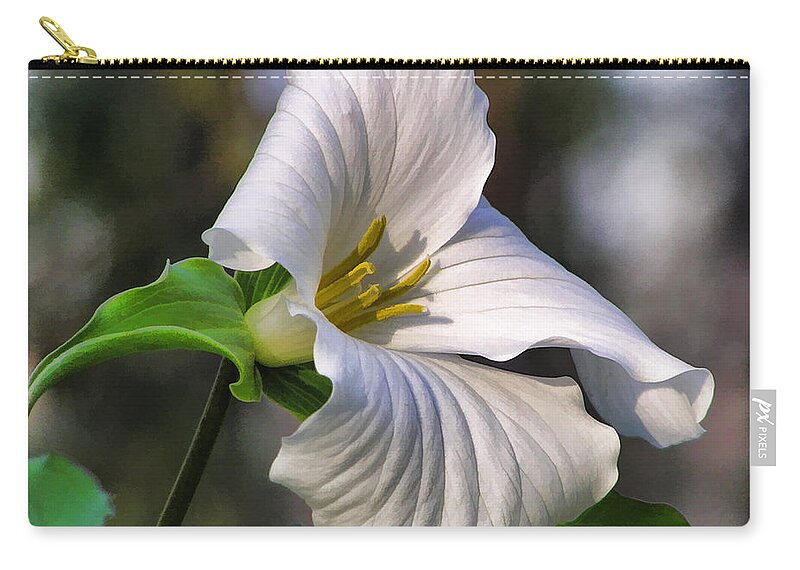 Trillium Zip Pouch featuring the painting Trillium Purity by Christopher Arndt