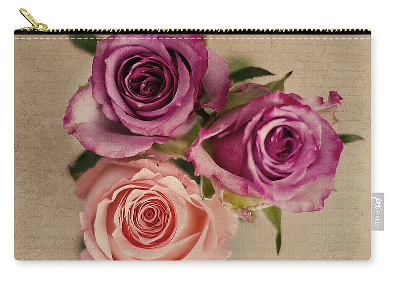 Photography Zip Pouch featuring the photograph Trio of roses by Ivy Ho