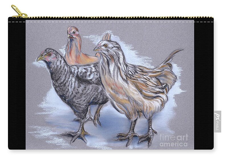 Chicken Zip Pouch featuring the pastel Trio of Young Chickens by MM Anderson