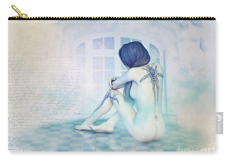 3d Zip Pouch featuring the digital art Tristesse in Pastel by Jutta Maria Pusl