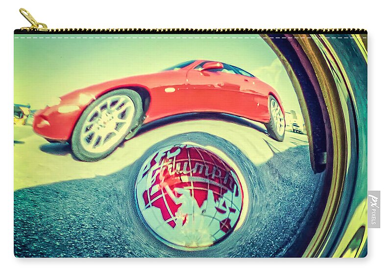 Retro Carry-all Pouch featuring the photograph Triumph and Jaguar by Spikey Mouse Photography