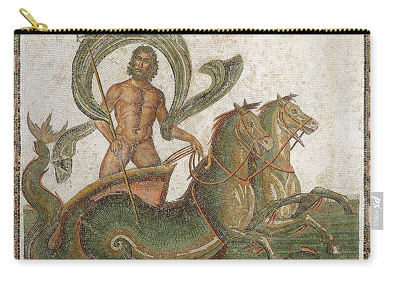 Mosaic Zip Pouch featuring the painting Triumph of Neptune by Roman School