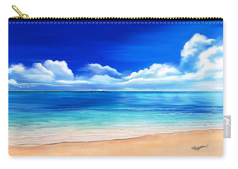 Tropical Zip Pouch featuring the digital art Tropical blue by Anthony Fishburne