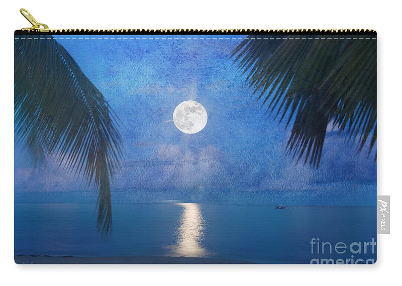 Seascape Zip Pouch featuring the photograph Tropical Moonglow by Betty LaRue