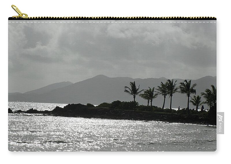Sapphire Beach Zip Pouch featuring the photograph Tropical Mornings - Silhouettes 04 by Pamela Critchlow