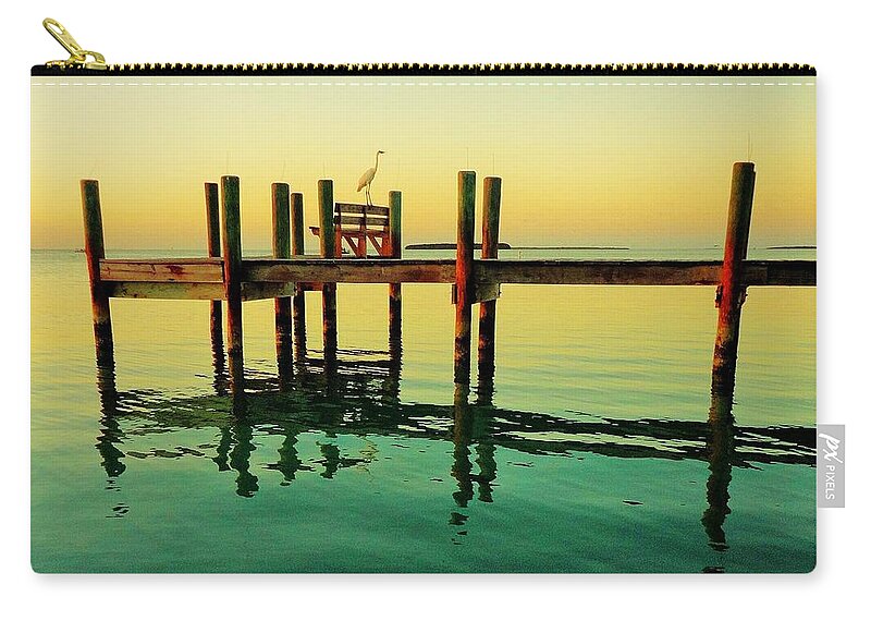 Key Largo Zip Pouch featuring the photograph Tropical Pier by Benjamin Yeager