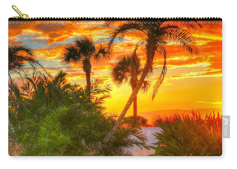 Palm Trees Zip Pouch featuring the photograph Tropical Sunset by Debbi Granruth