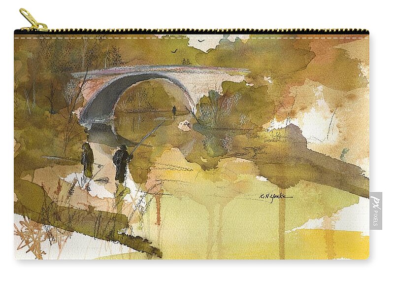 Trout Season Carry-all Pouch featuring the painting Trout Season by Robert Yonke