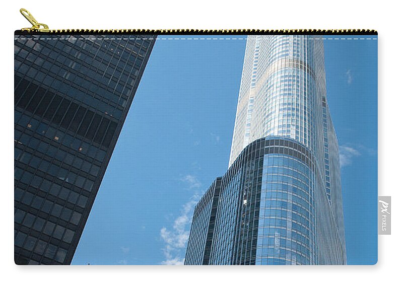 Chicago Downtown Zip Pouch featuring the photograph Trump Tower and IBM Building in Chicago by Dejan Jovanovic