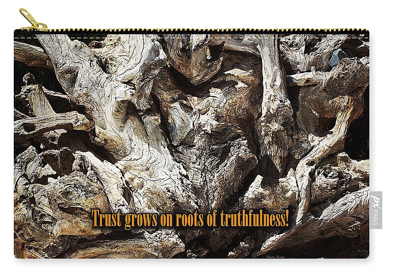 Roots Zip Pouch featuring the photograph Truthfulness by Phyllis Denton