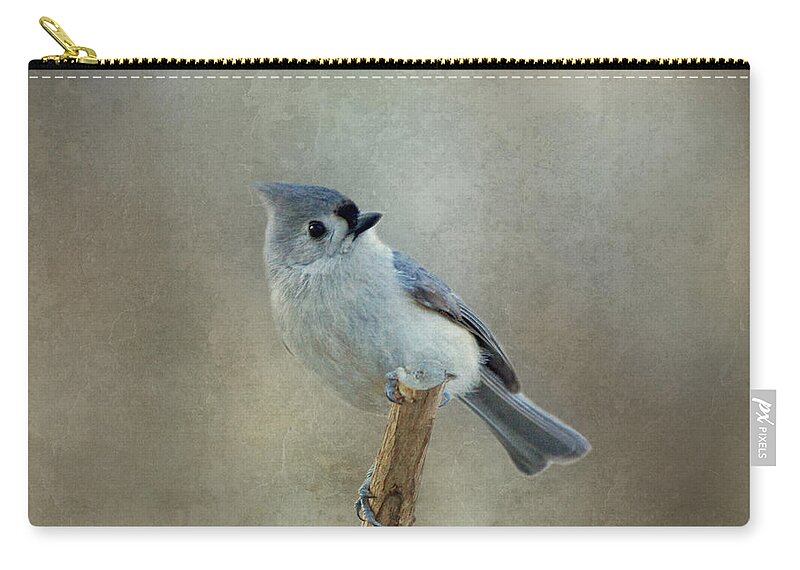 Titmouse Tufted Titmouse Zip Pouch featuring the photograph Tufted Titmouse Watching by Sandy Keeton