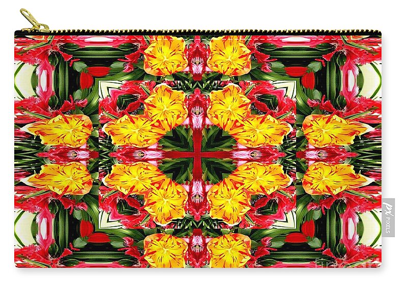 Tulip Zip Pouch featuring the photograph Tulips Abstract Warp by Rose Santuci-Sofranko