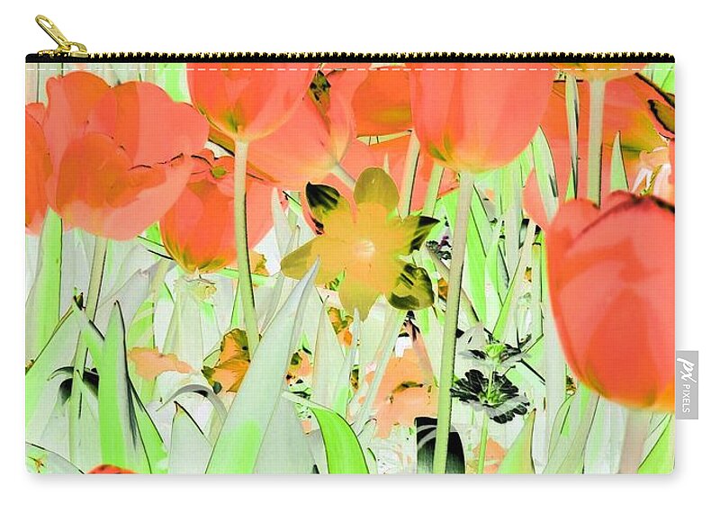 Tulip Zip Pouch featuring the photograph Tulips - Field With Love - PhotoPower 1977 by Pamela Critchlow