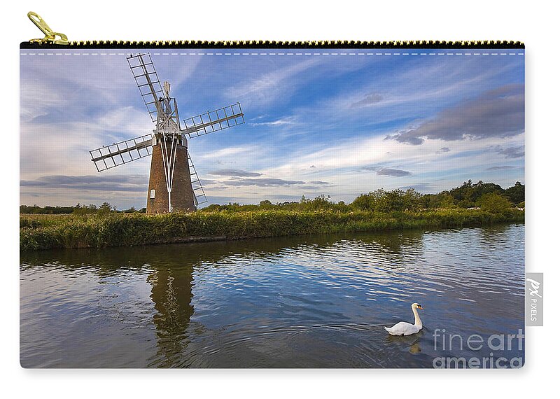 Travel Zip Pouch featuring the photograph Turf Fen Drainage Mill by Louise Heusinkveld