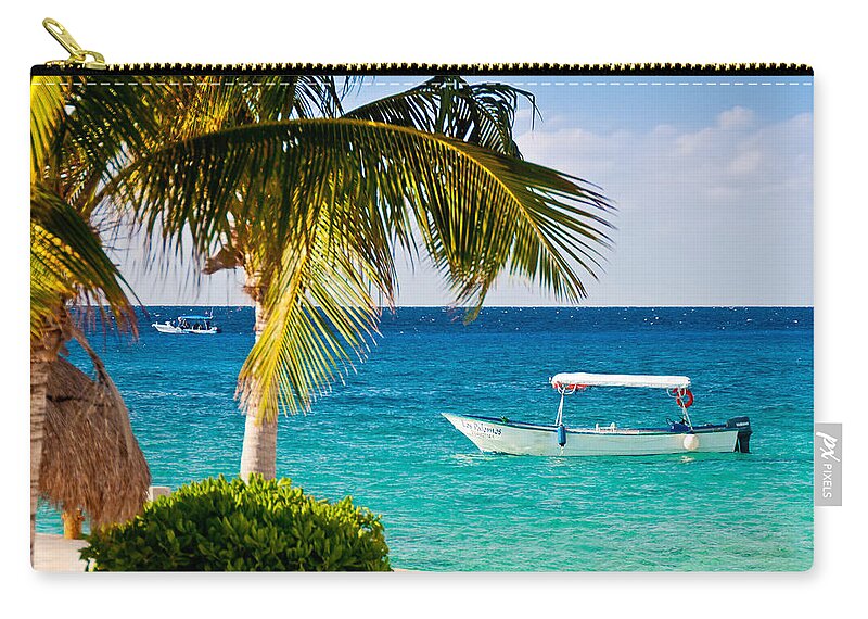 Cozumel Zip Pouch featuring the photograph Turquoise waters in Cozumel by Mitchell R Grosky