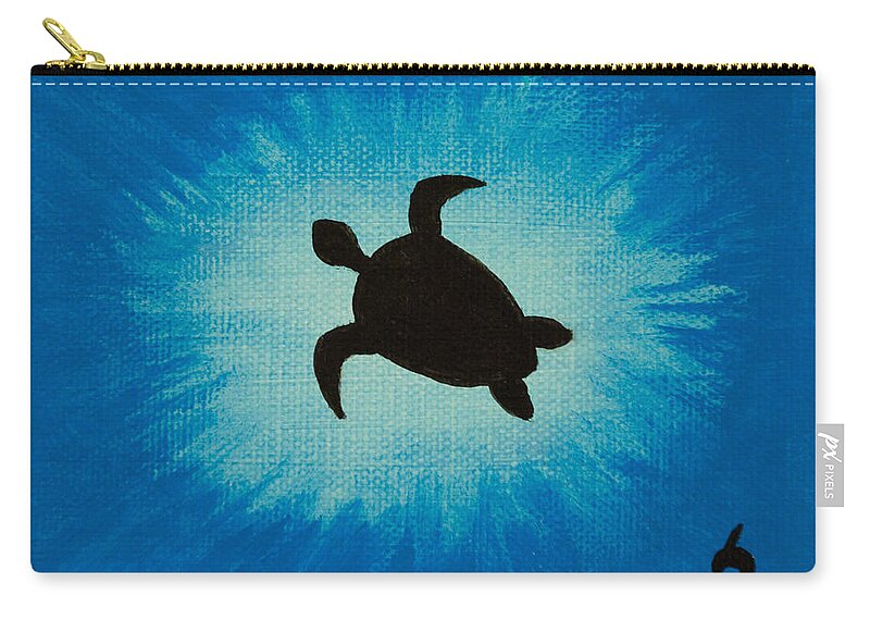 Sea Turtle Zip Pouch featuring the painting Turtle from Below by Susan Cliett