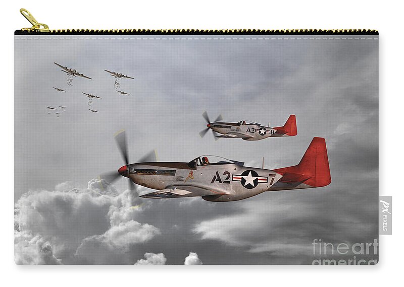 P51 Zip Pouch featuring the digital art Tuskegee Airmen by Airpower Art